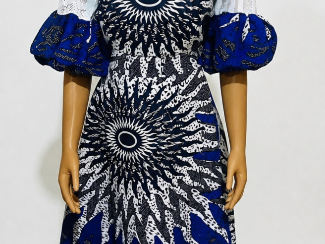 Hypnotic Royal Blue and White  Gown