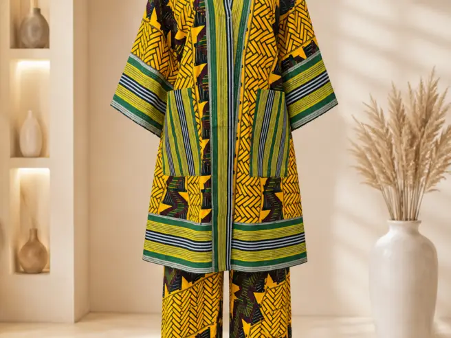 Luxurious Ornate Women Kimono Jacket and Pant